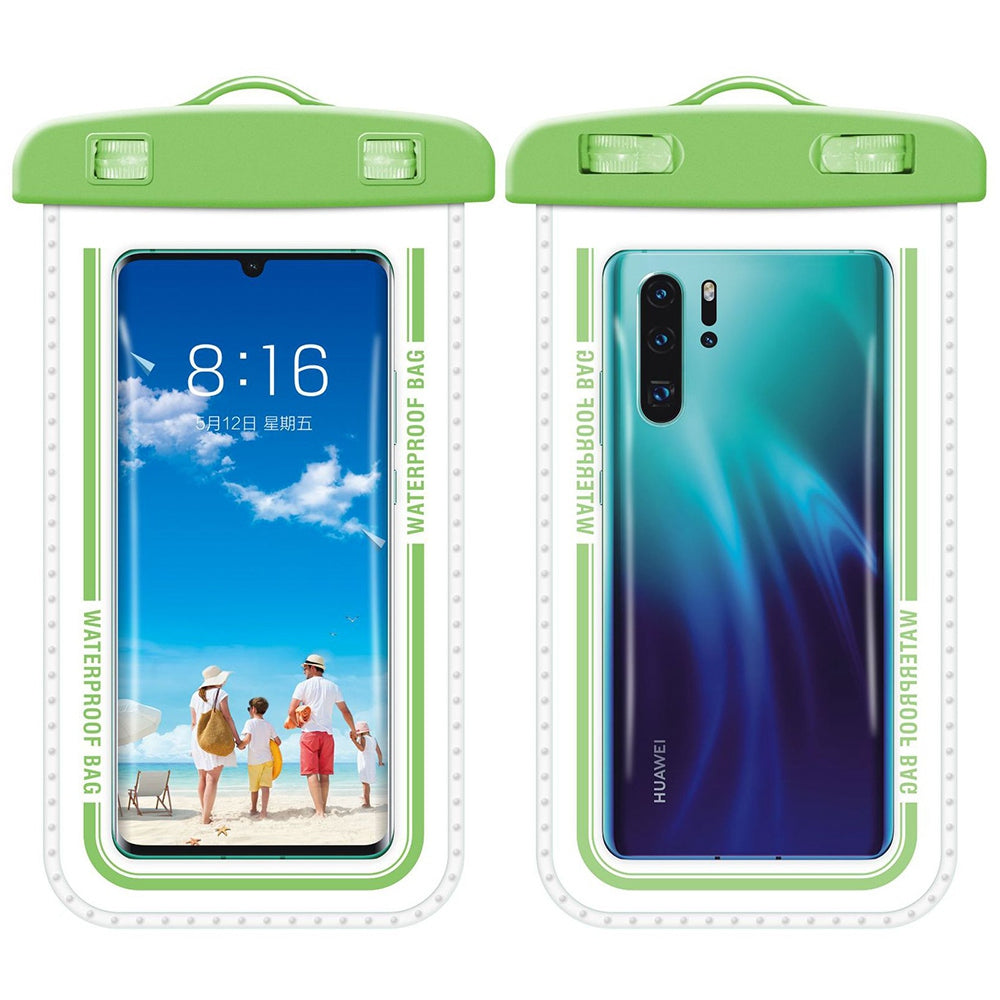 PVC Waterproof Bag with Lanyard for Under 7.2-inches Cell Phone Dry Bag for Pools, Beaches, Fishing - Green