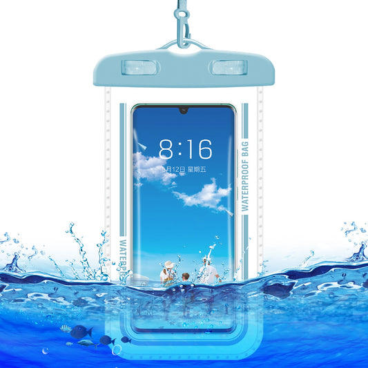 PVC Waterproof Bag with Lanyard for Under 7.2-inches Cell Phone Dry Bag for Pools, Beaches, Fishing - Grey Blue