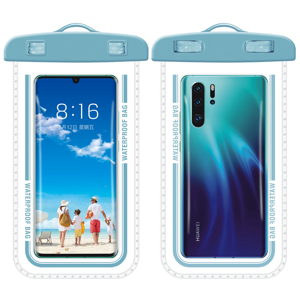 PVC Waterproof Bag with Lanyard for Under 7.2-inches Cell Phone Dry Bag for Pools, Beaches, Fishing - Grey Blue