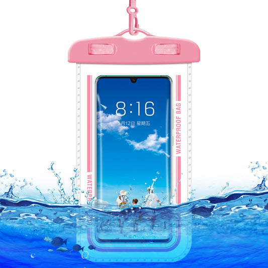 PVC Waterproof Bag with Lanyard for Under 7.2-inches Cell Phone Dry Bag for Pools, Beaches, Fishing - Pink