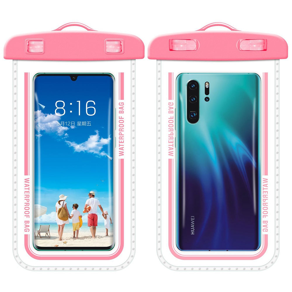 PVC Waterproof Bag with Lanyard for Under 7.2-inches Cell Phone Dry Bag for Pools, Beaches, Fishing - Pink