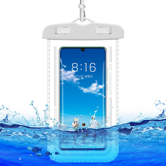 PVC Waterproof Bag with Lanyard for Under 7.2-inches Cell Phone Dry Bag for Pools, Beaches, Fishing - White