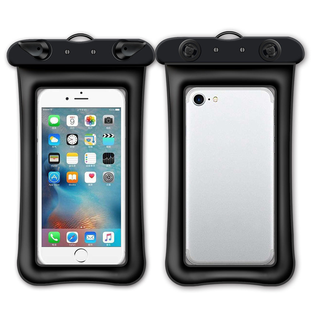 Floating Airbag Waterproof Bag for Under 7.2-inches Cell Phone Beach Pool Phone Dry Bag with Lanyard - Black