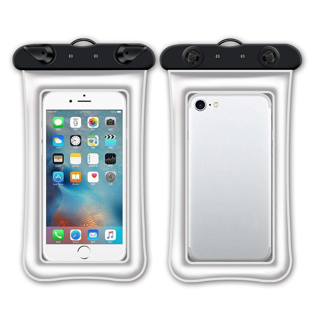 Floating Airbag Waterproof Bag for Under 7.2-inches Cell Phone Beach Pool Phone Dry Bag with Lanyard - White