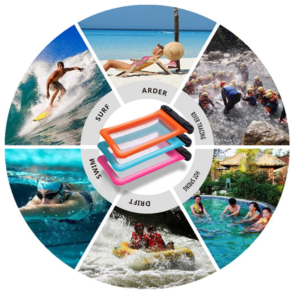 Floating Airbag Waterproof Bag for Under 7.2-inches Cell Phone Beach Pool Phone Dry Bag with Lanyard - White