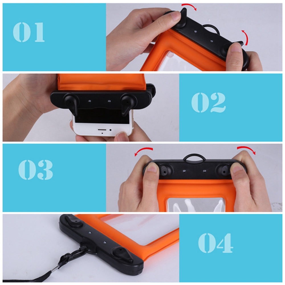 Floating Airbag Waterproof Bag for Under 7.2-inches Cell Phone Beach Pool Phone Dry Bag with Lanyard - White