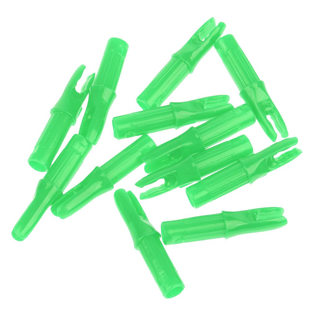12 Pieces Plastic Archery Arrow Nocks for Arrows ID 6.2mm Green