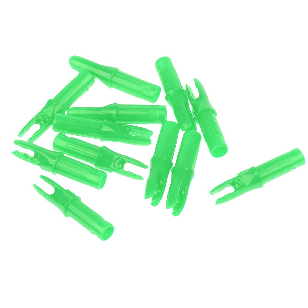 12 Pieces Plastic Archery Arrow Nocks for Arrows ID 6.2mm Green