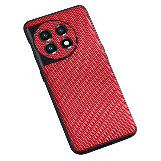 For OnePlus 11 5G Nylon Coated TPU Phone Case Woven Texture Anti-Slip Anti-Scratch Cover - Red