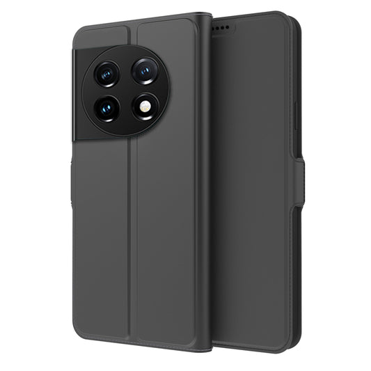 For OnePlus 11 5G Flip Folio Phone Cover Stand Card Holder PU Leather + Inner TPU Protective Magnetic Phone Case - Black