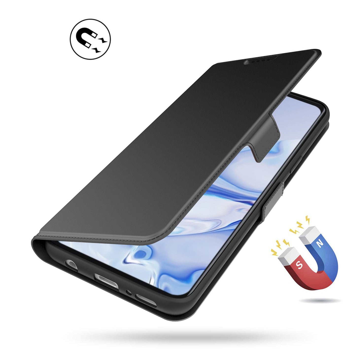 For OnePlus 11 5G Flip Folio Phone Cover Stand Card Holder PU Leather + Inner TPU Protective Magnetic Phone Case - Black