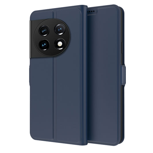 For OnePlus 11 5G Flip Folio Phone Cover Stand Card Holder PU Leather + Inner TPU Protective Magnetic Phone Case - Blue