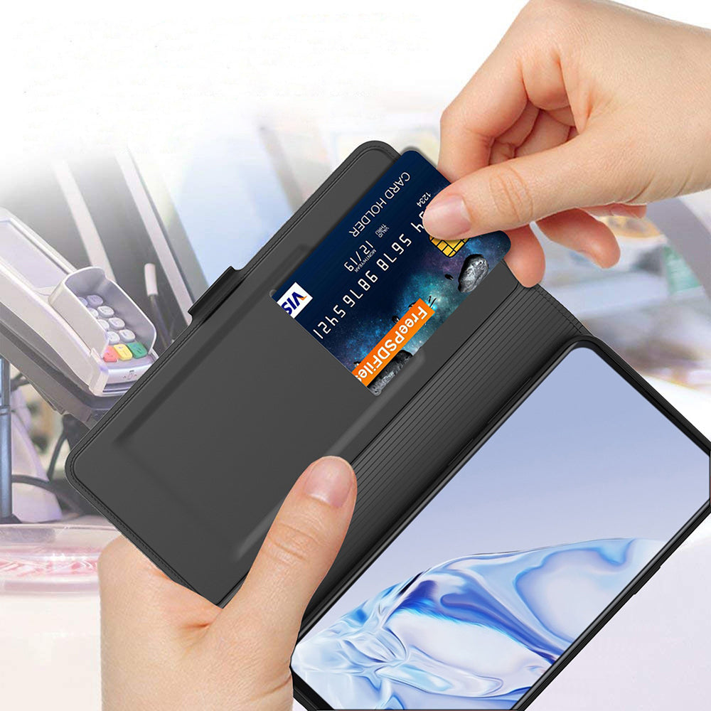 For OnePlus 11 5G Flip Folio Phone Cover Stand Card Holder PU Leather + Inner TPU Protective Magnetic Phone Case - Blue