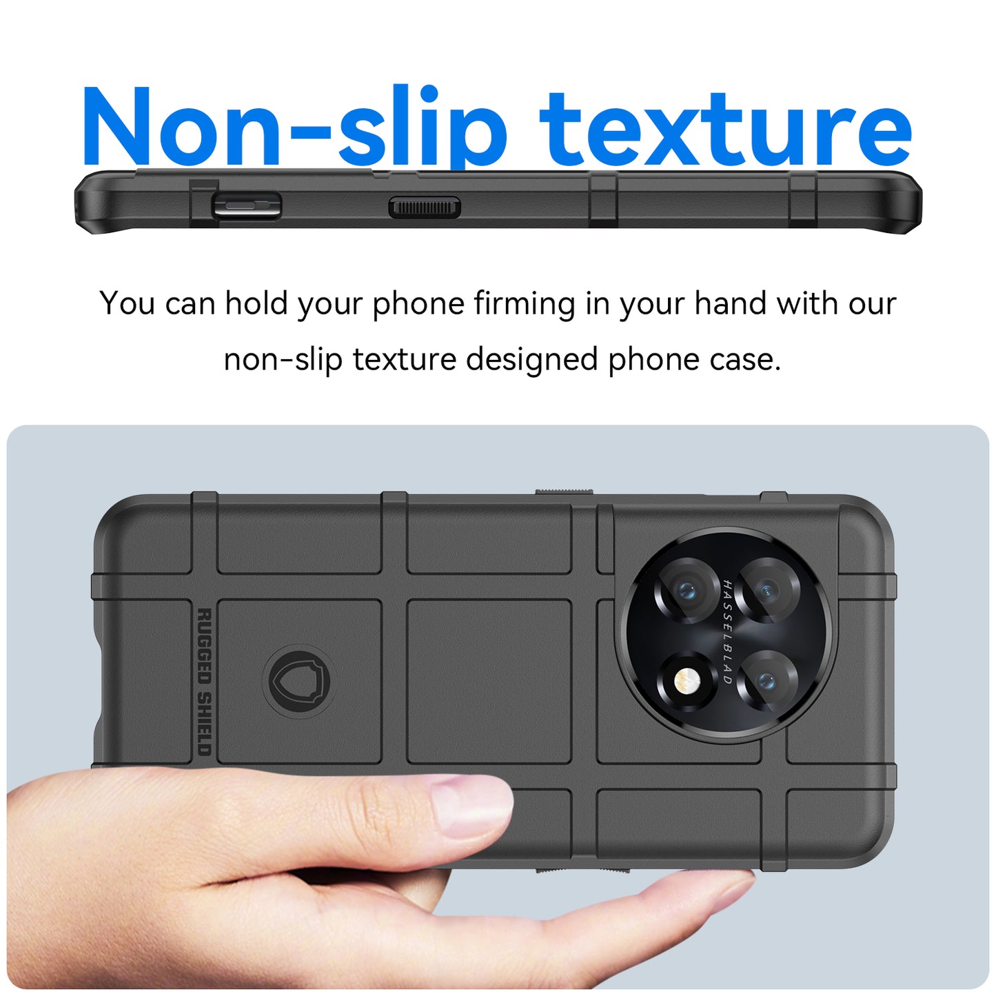 Soft TPU Case for OnePlus 11 5G, Rugged Square Grid Texture Drop-proof Phone Cover - Black