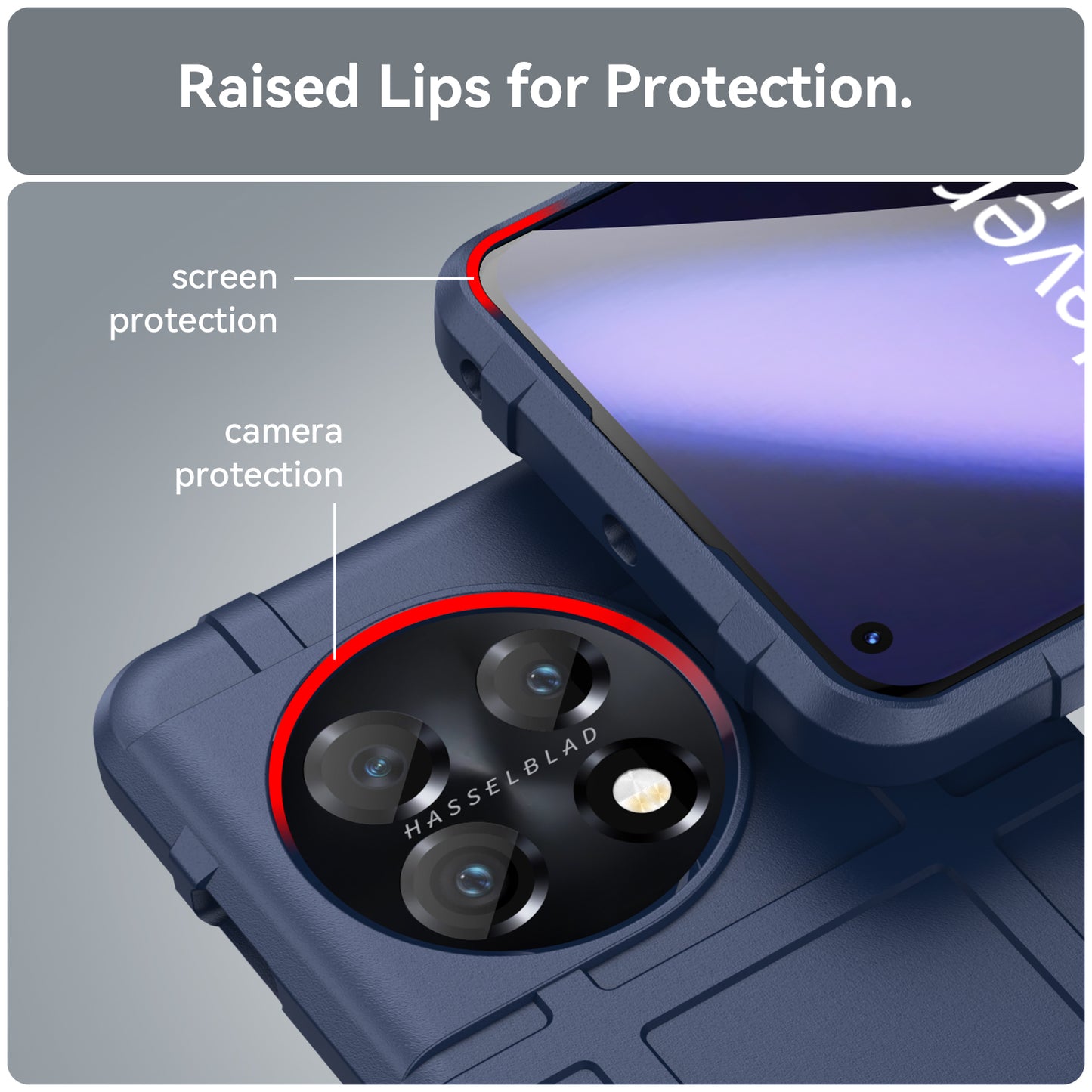 Soft TPU Case for OnePlus 11 5G, Rugged Square Grid Texture Drop-proof Phone Cover - Blue
