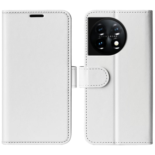 For OnePlus 11 5G Full Protection Crazy Horse Texture PU Leather Magnetic Phone Case Stand Wallet Flip Phone Cover - White