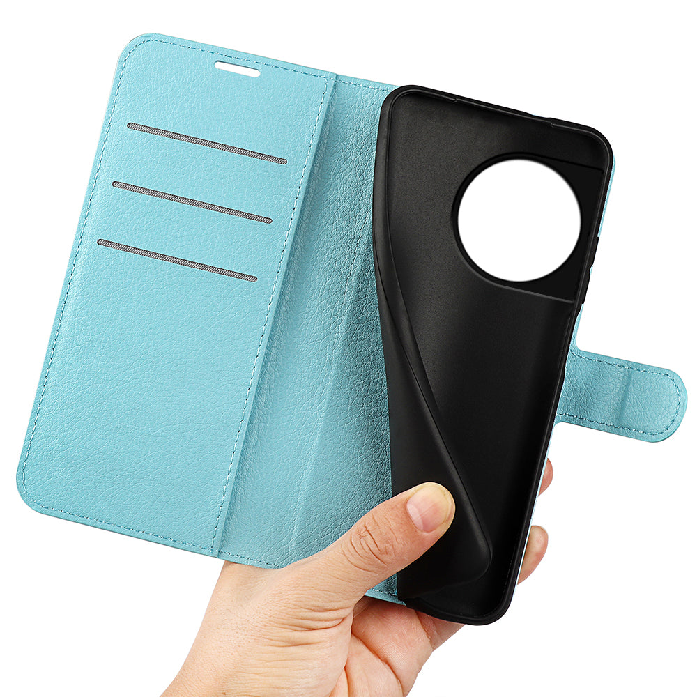 Phone Stand Wallet Cover for OnePlus 11 5G, Litchi Texture Book Style PU Leather Phone Flip Case - Blue
