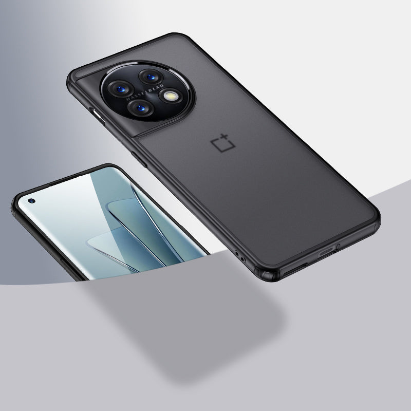 For OnePlus 11 5G Drop-proof Protective Phone Case Hard PC Soft TPU Hybrid Cover - Matte Black