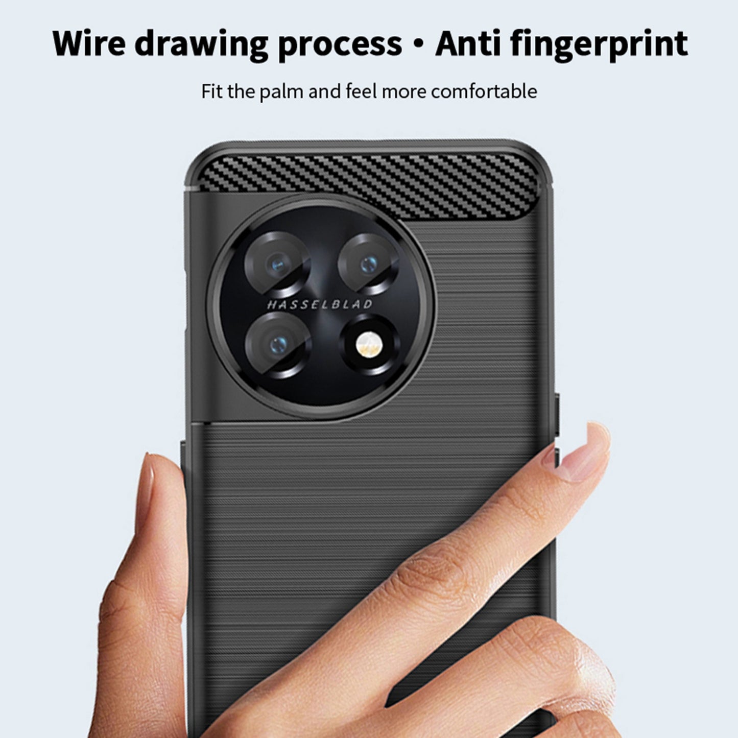 MOFI JK TPU Series-1 for OnePlus 11 5G Carbon Fiber Phone Case Drop Protection Brushed TPU Back Cover - Black