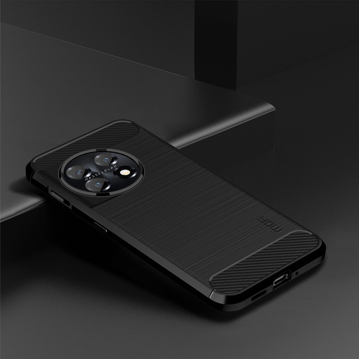 MOFI JK TPU Series-1 for OnePlus 11 5G Carbon Fiber Phone Case Drop Protection Brushed TPU Back Cover - Black