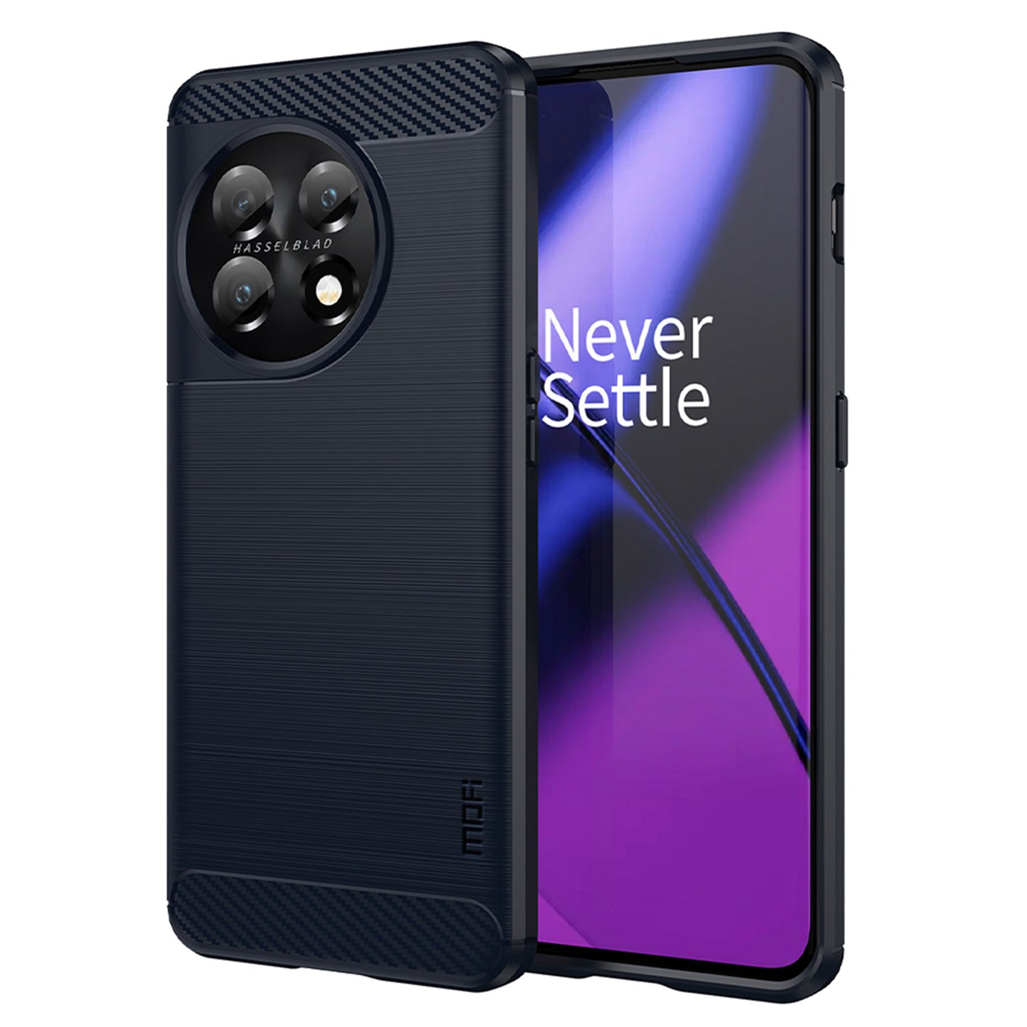 MOFI JK TPU Series-1 for OnePlus 11 5G Carbon Fiber Phone Case Drop Protection Brushed TPU Back Cover - Blue