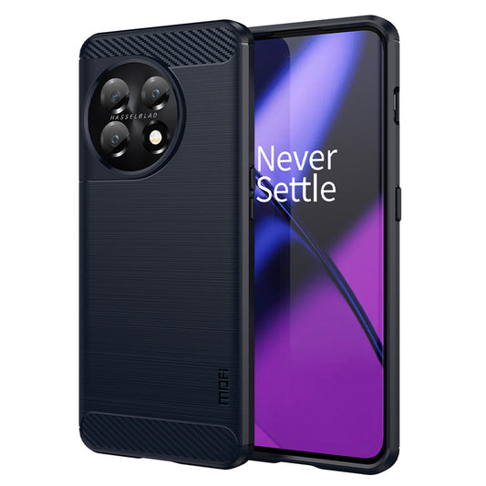 MOFI JK TPU Series-1 for OnePlus 11 5G Carbon Fiber Phone Case Drop Protection Brushed TPU Back Cover - Blue