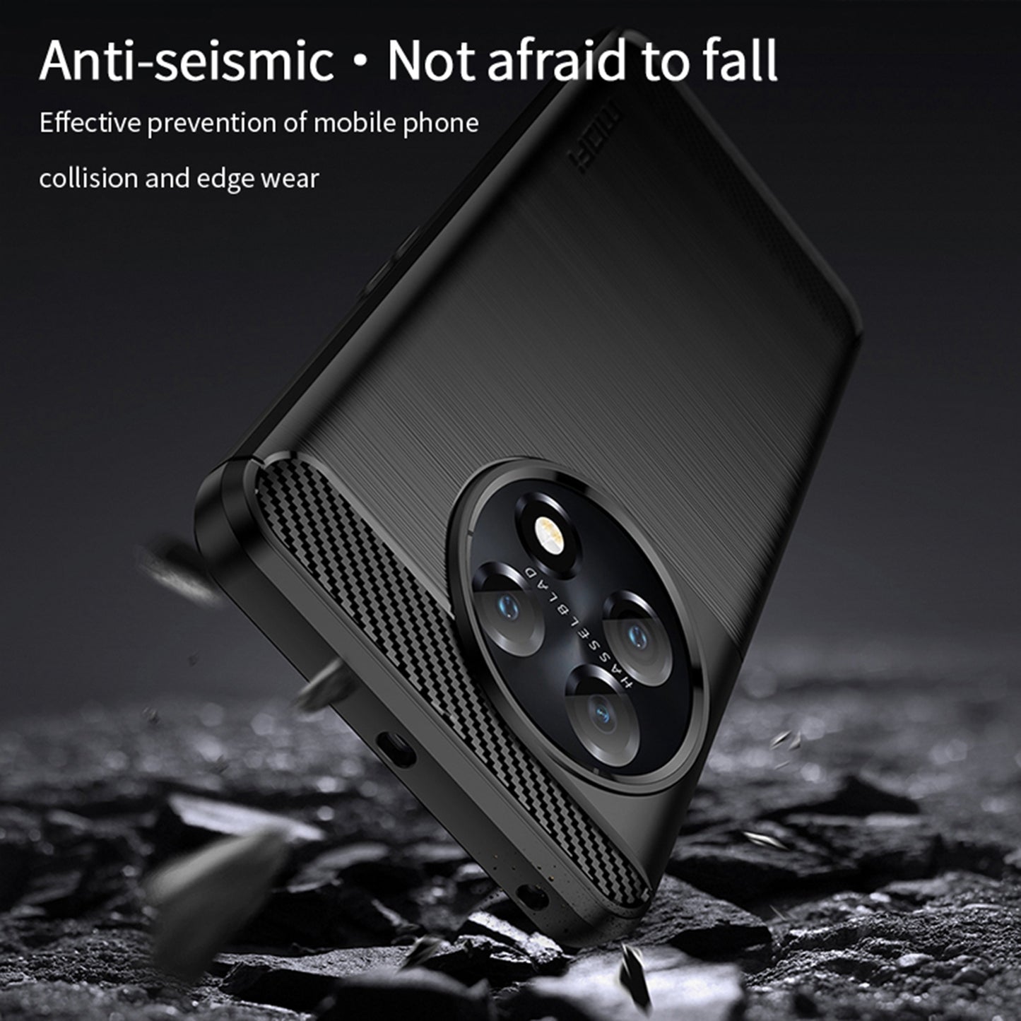 MOFI JK TPU Series-1 for OnePlus 11 5G Carbon Fiber Phone Case Drop Protection Brushed TPU Back Cover - Red