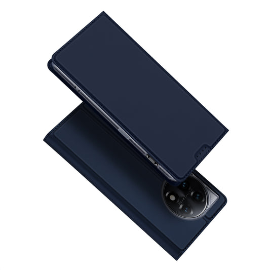 DUX DUCIS Skin Pro Series Shockproof Phone Case for OnePlus 11 5G, PU Leather Cell Phone Cover with Card Holder Stand - Blue