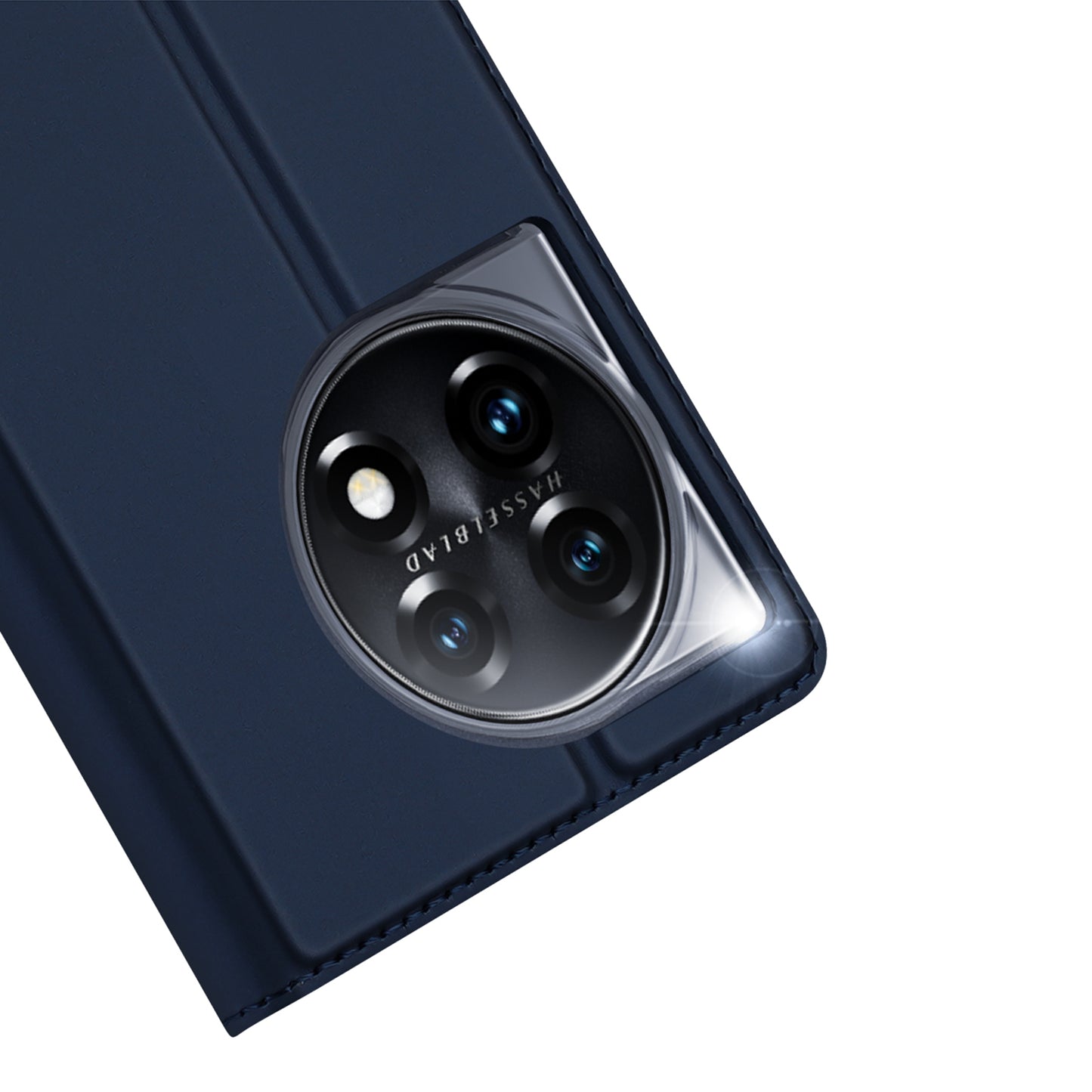 DUX DUCIS Skin Pro Series Shockproof Phone Case for OnePlus 11 5G, PU Leather Cell Phone Cover with Card Holder Stand - Blue