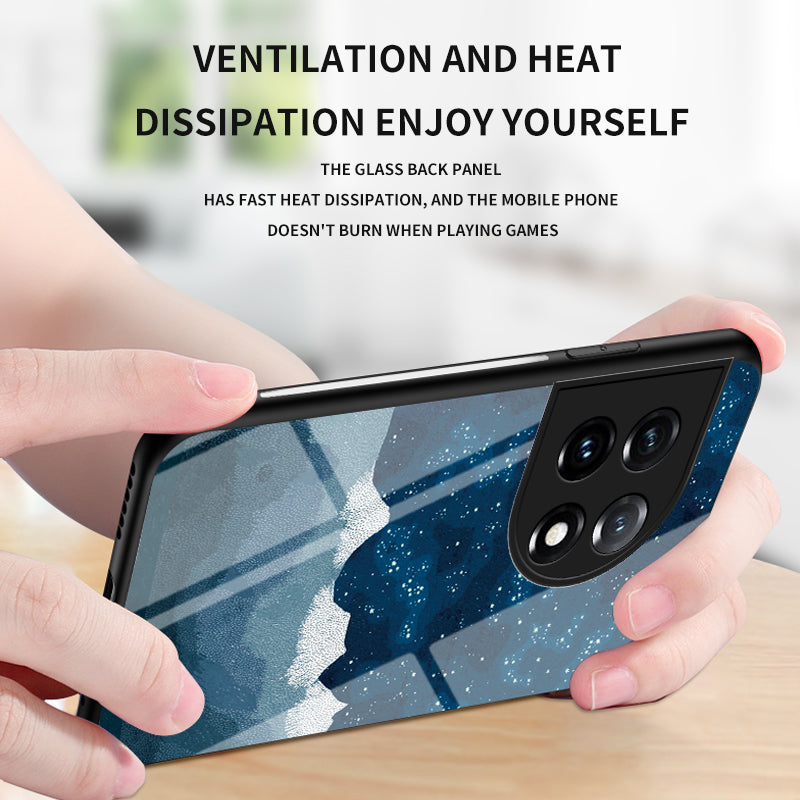 Cell Phone Case for OnePlus 11 5G, Tempered Glass+PC+TPU Starry Sky Pattern Printing Protective Cover - Color Starry Sky