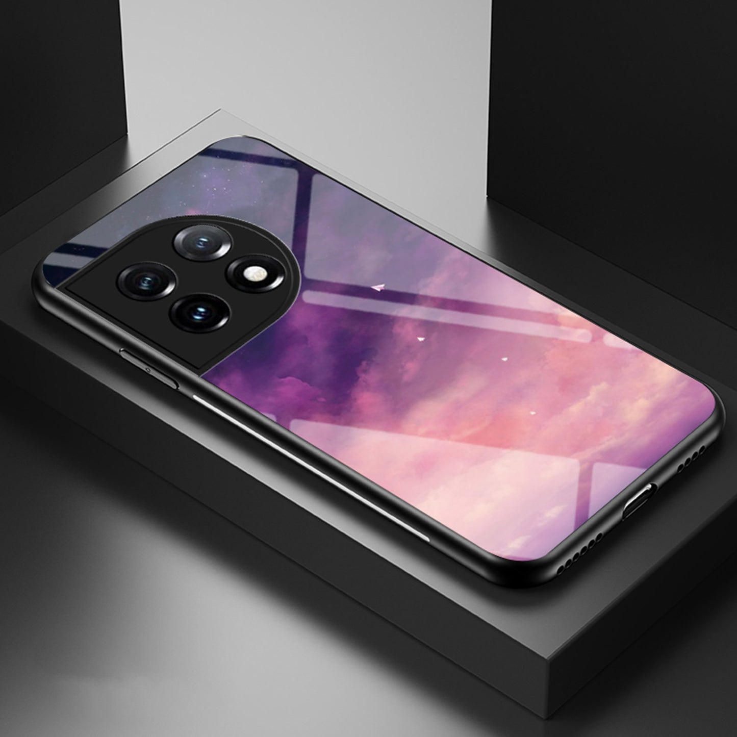 Cell Phone Case for OnePlus 11 5G, Tempered Glass+PC+TPU Starry Sky Pattern Printing Protective Cover - Dream Starry Sky