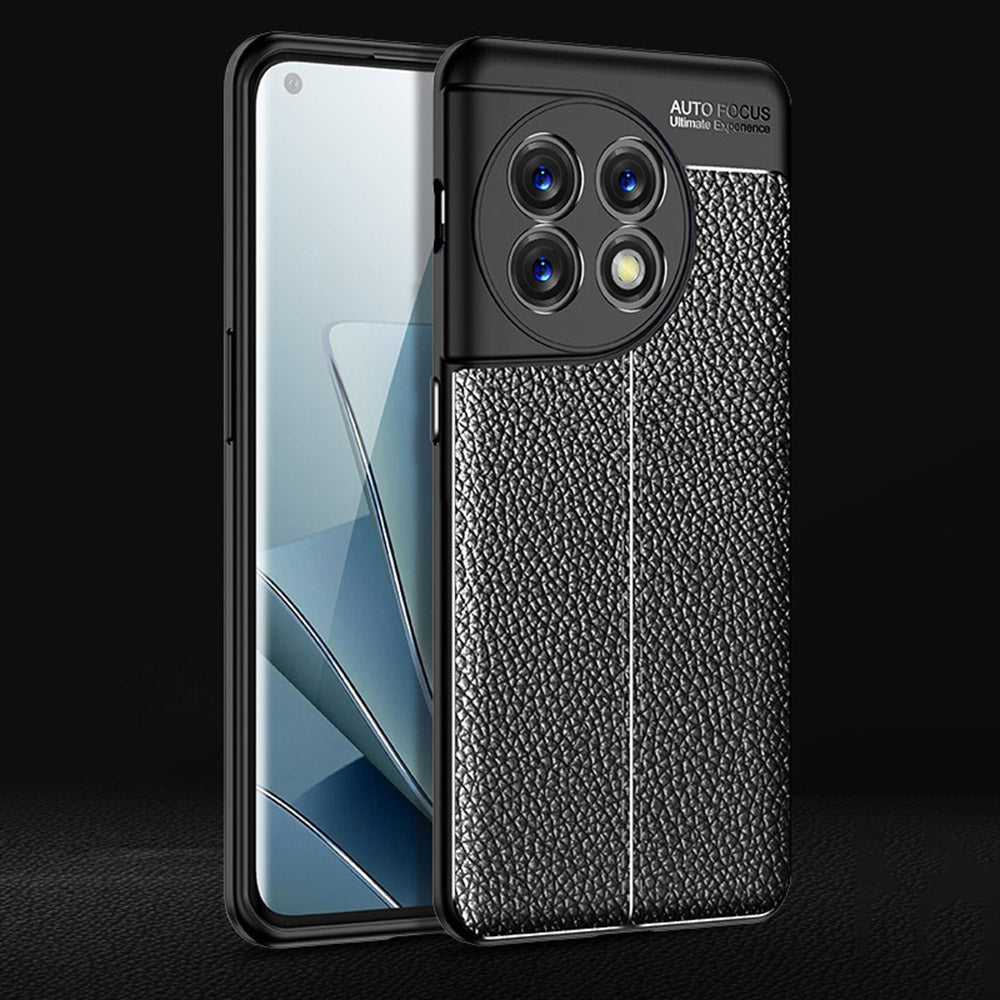 Anti-fall Phone Case For OnePlus 11 5G, Litchi Texture TPU Protective Mobile Phone Cover - Black