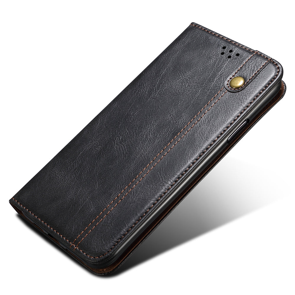 Phone Leather Case for OnePlus 11R 5G / Ace 2 5G , Waxy Crazy Horse Texture Stand Wallet Cell Phone Cover - Black