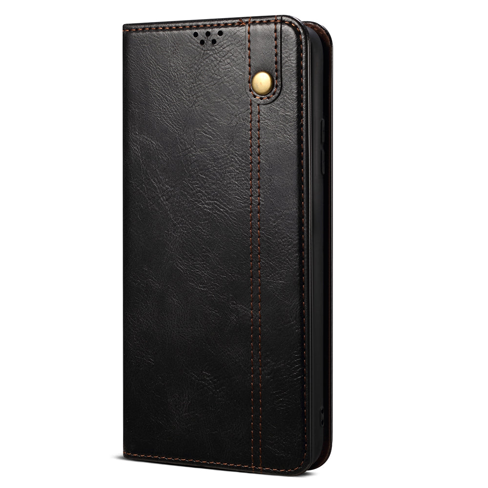 Phone Leather Case for OnePlus 11R 5G / Ace 2 5G , Waxy Crazy Horse Texture Stand Wallet Cell Phone Cover - Black