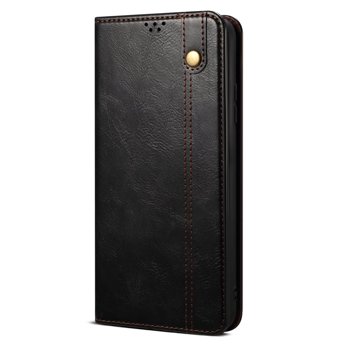 Phone Stand Case for OnePlus 11 5G, PU Leather Waxy Crazy Horse Texture Stand Smartphone Cover - Black