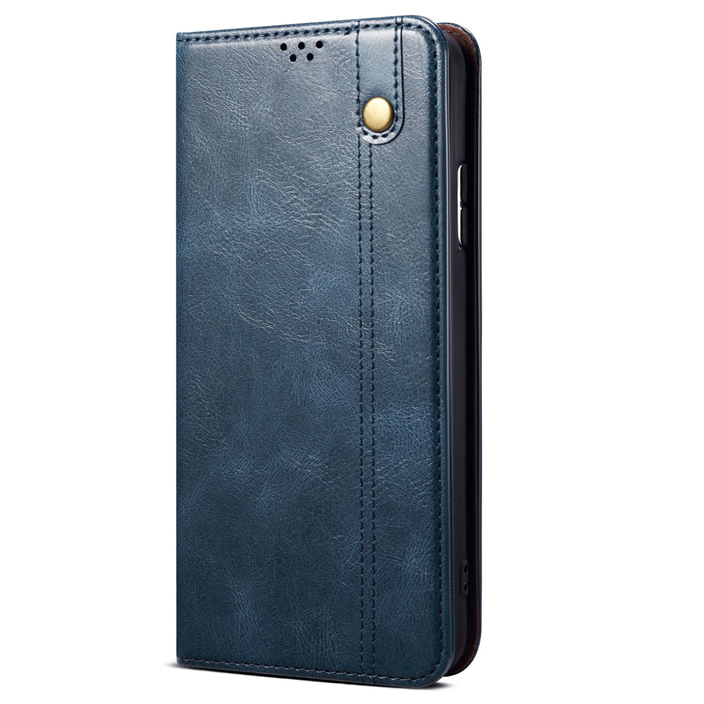 Phone Stand Case for OnePlus 11 5G, PU Leather Waxy Crazy Horse Texture Stand Smartphone Cover - Blue