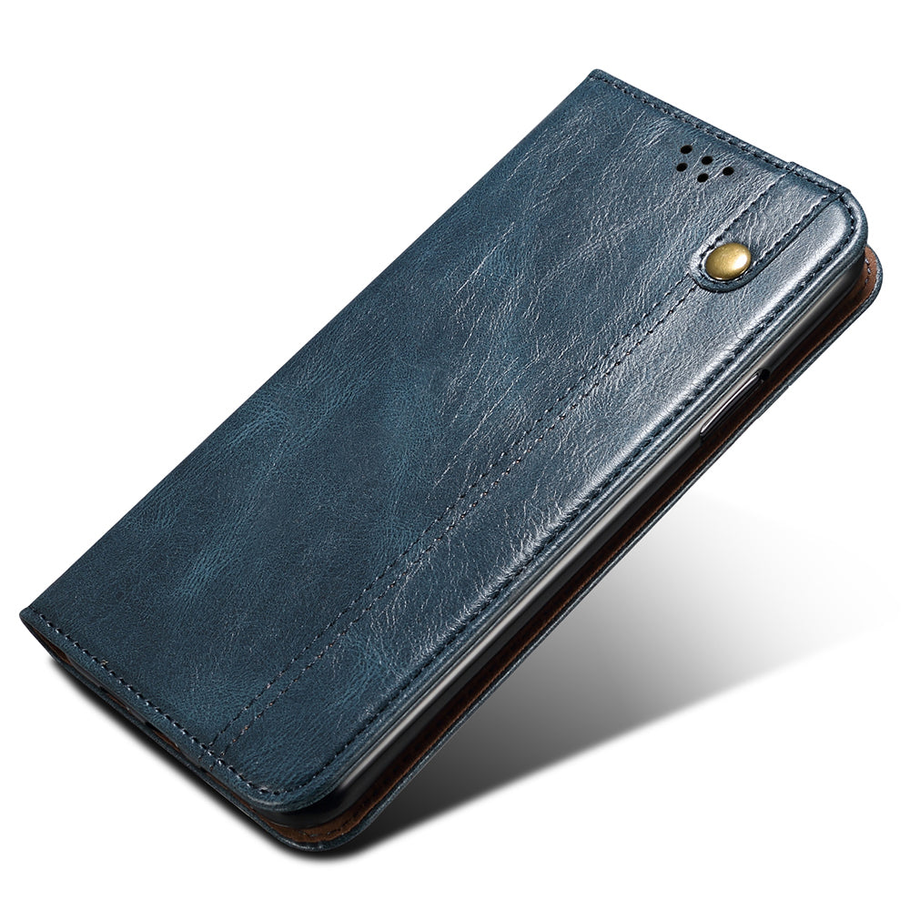 Phone Wallet Case for OnePlus Ace 2 5G / 11R 5G, Waxy Crazy Horse Texture PU Leather Phone Stand Cover - Blue