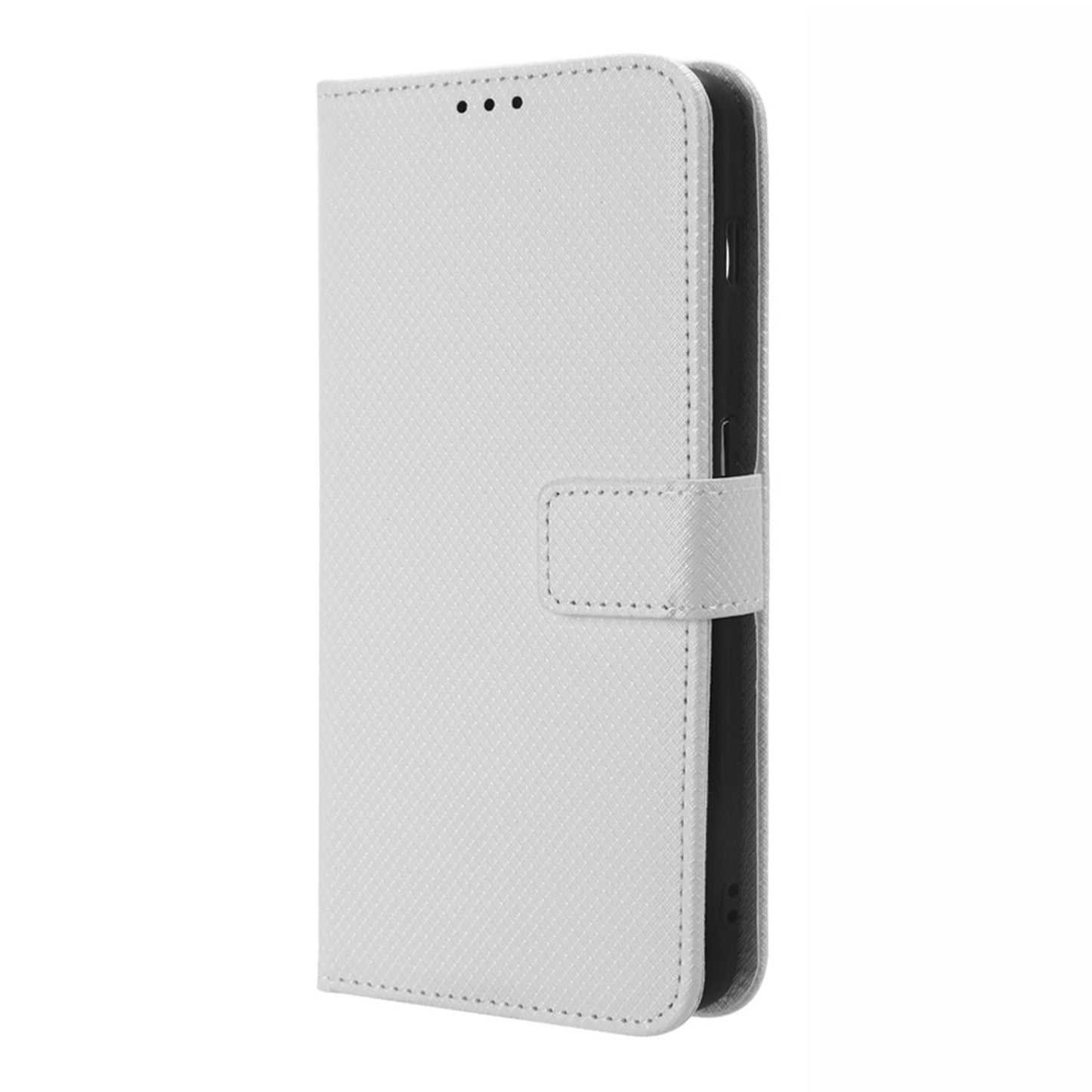 For OnePlus 11 5G PU Leather Cell Phone Cover Diamond Texture Flip Wallet Stand Full Protection Phone Case - White