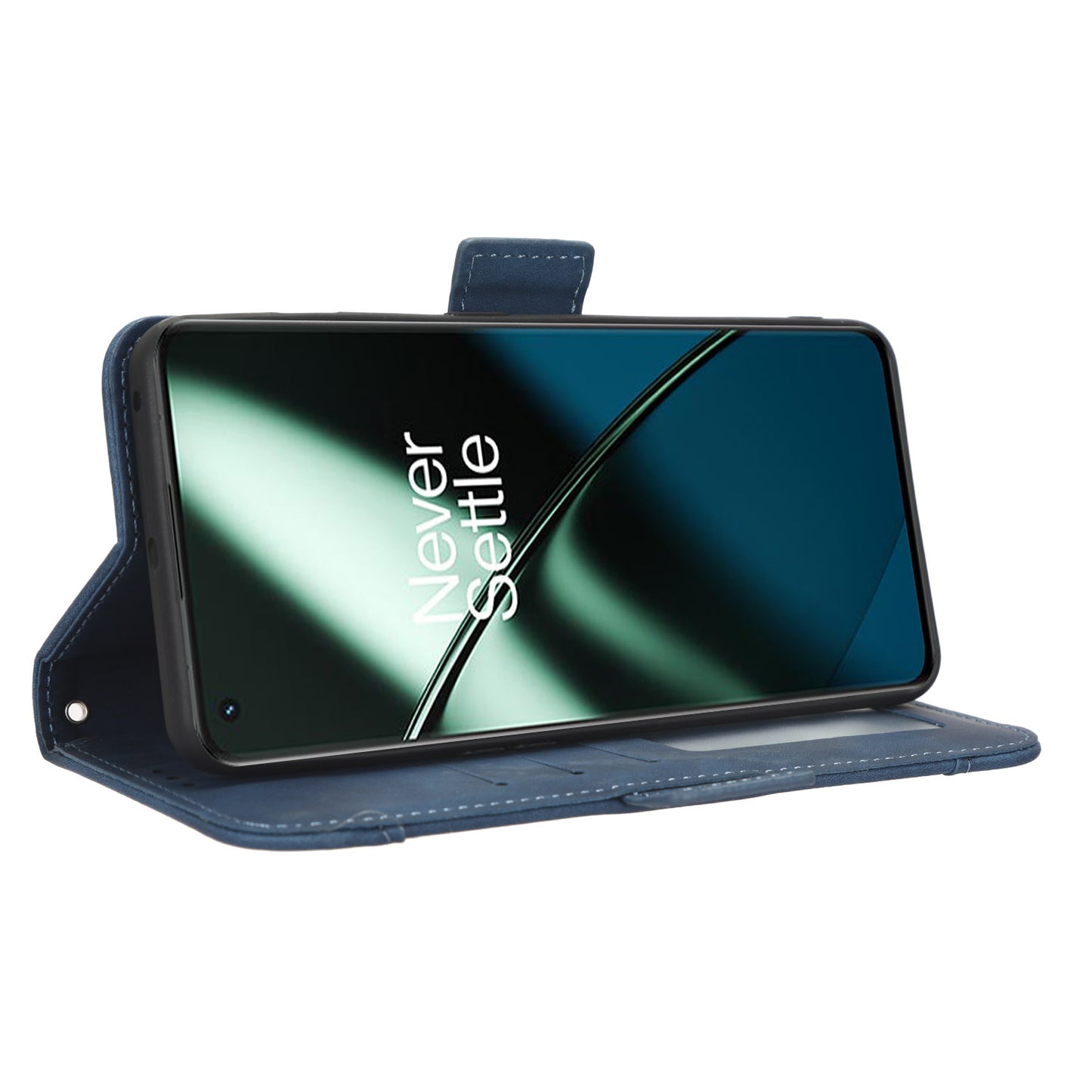 For OnePlus 11 5G PU Leather Shockproof Phone Case Stand Card Holder Magnetic Flip Wallet Cell Phone Cover - Blue