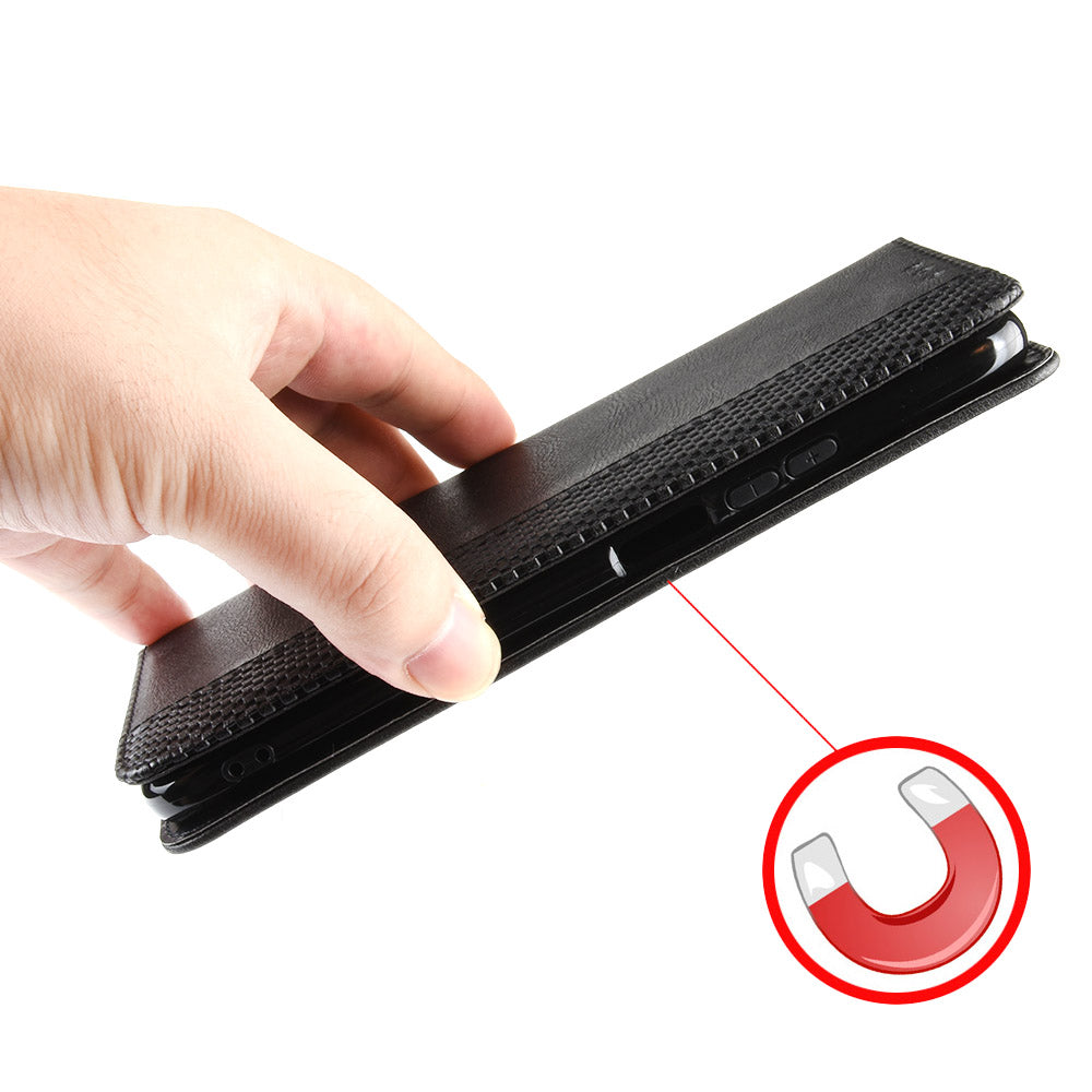 Cell Phone Cover with Stand For OnePlus 11 5G, Magnetic Retro Texture Wallet Drop-proof PU Leather Phone Case - Black
