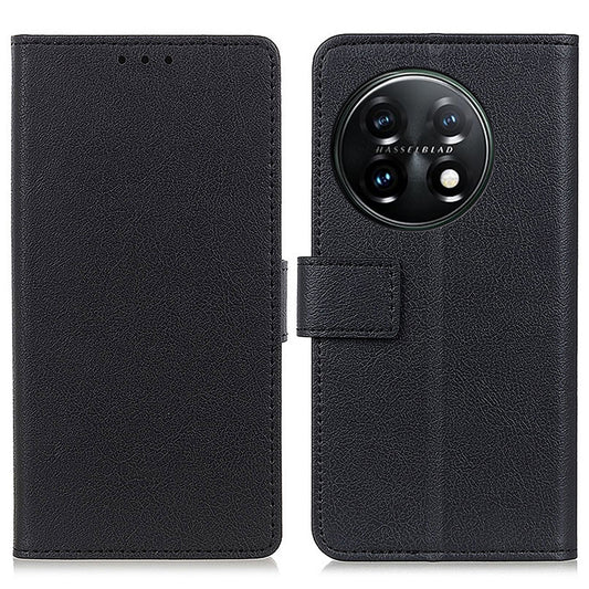 Leather Phone Case for OnePlus 11 5G, Phone Stand Shell Anti-scratch Textured Flip Wallet Cover - Black