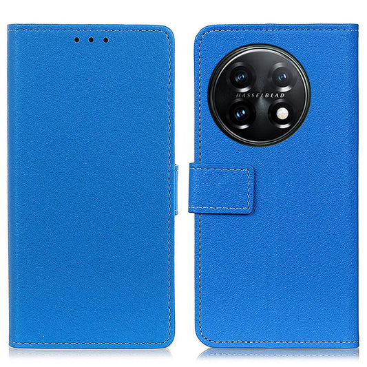 Leather Phone Case for OnePlus 11 5G, Phone Stand Shell Anti-scratch Textured Flip Wallet Cover - Blue