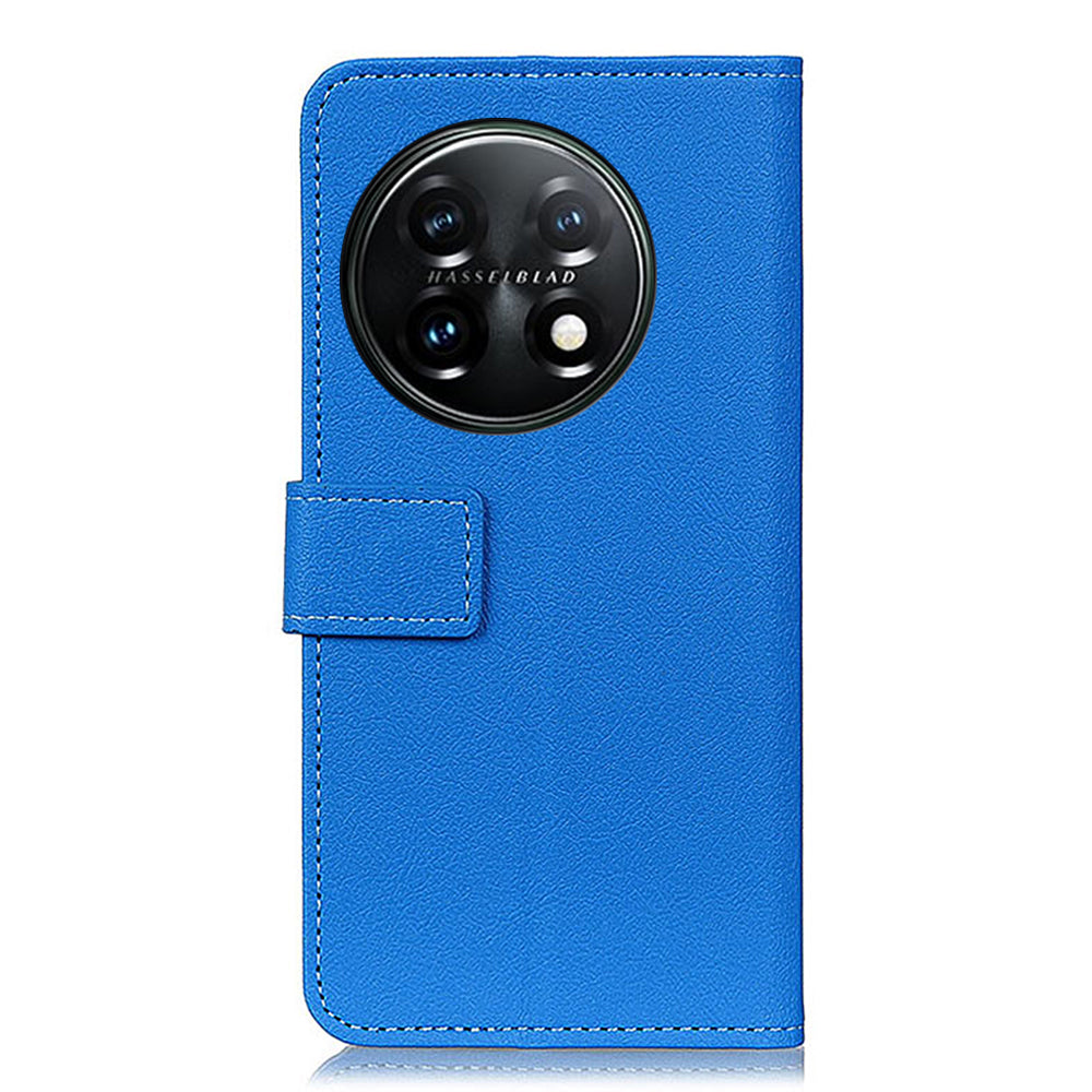 Leather Phone Case for OnePlus 11 5G, Phone Stand Shell Anti-scratch Textured Flip Wallet Cover - Blue
