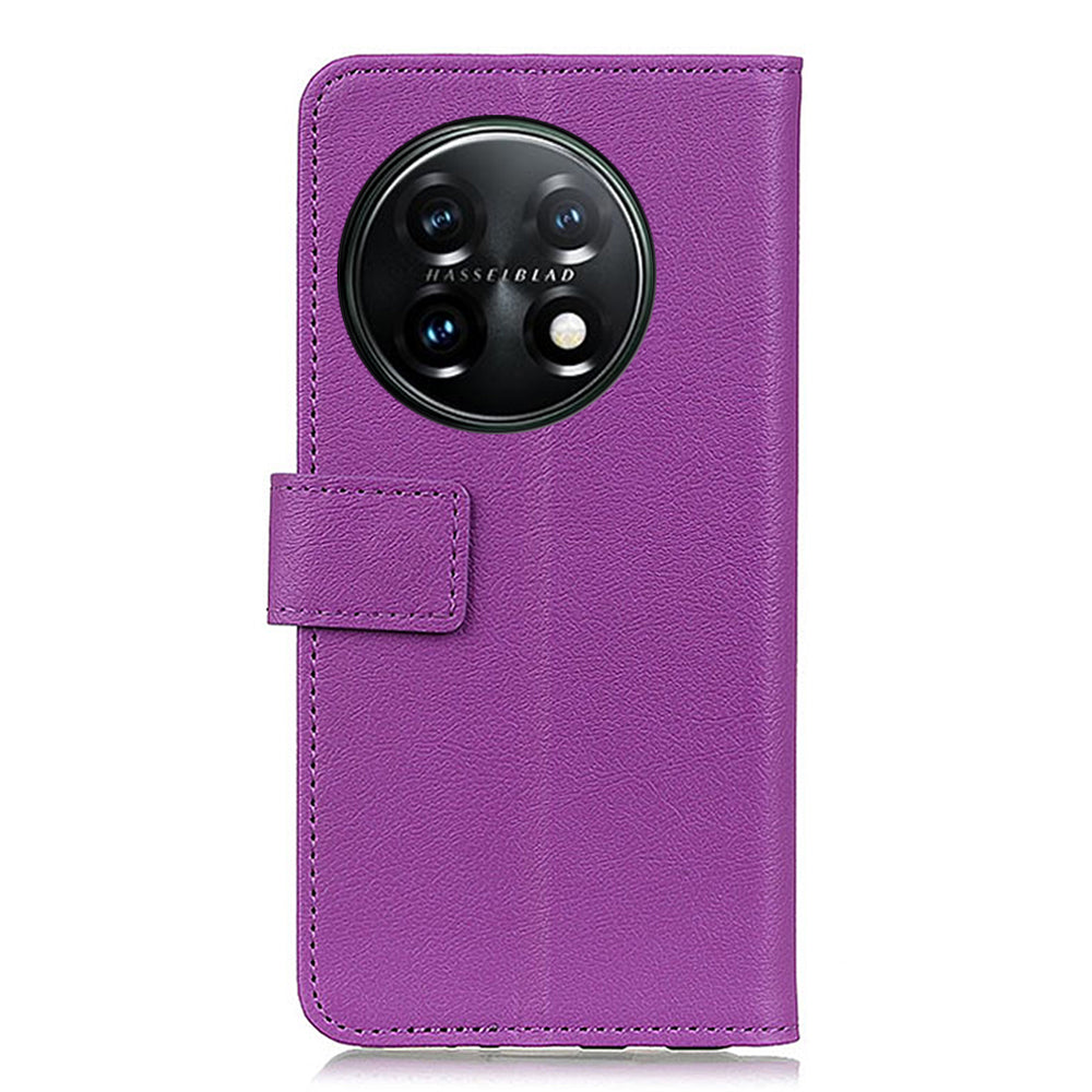 Leather Phone Case for OnePlus 11 5G, Phone Stand Shell Anti-scratch Textured Flip Wallet Cover - Purple
