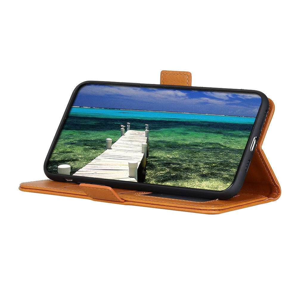 For OnePlus 11 5G Phone Cover Magnetic Wallet Foldable Stand Anti-dust Cowhide Texture PU Leather Case - Yellow