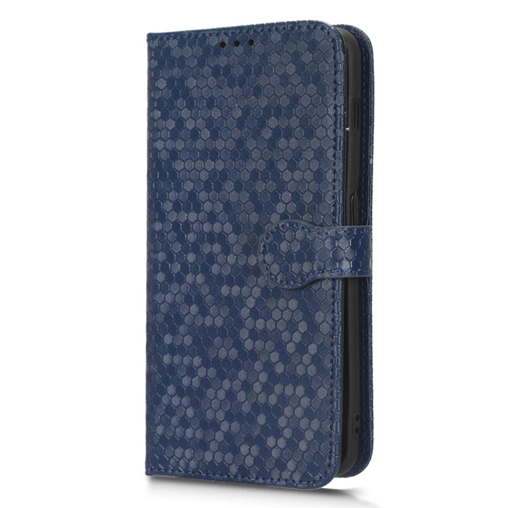 Phone Shell Case for OnePlus 11 5G, Imprinted Dot Pattern Wallet Stand PU Leather Shockproof Cover - Dark Blue