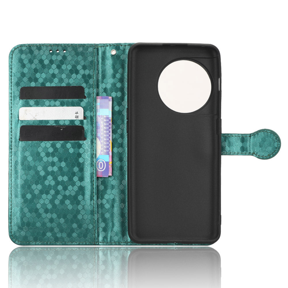 Phone Shell Case for OnePlus 11 5G, Imprinted Dot Pattern Wallet Stand PU Leather Shockproof Cover - Green