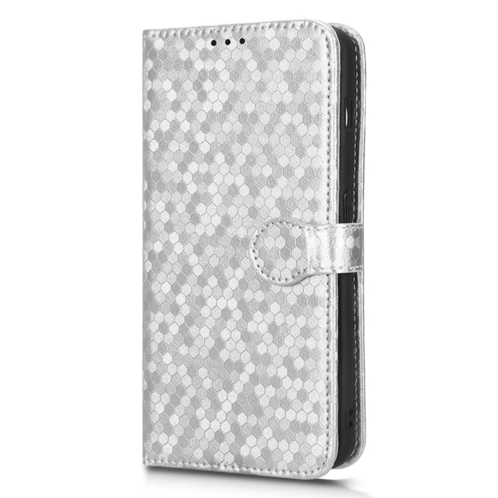 Phone Shell Case for OnePlus 11 5G, Imprinted Dot Pattern Wallet Stand PU Leather Shockproof Cover - Silver