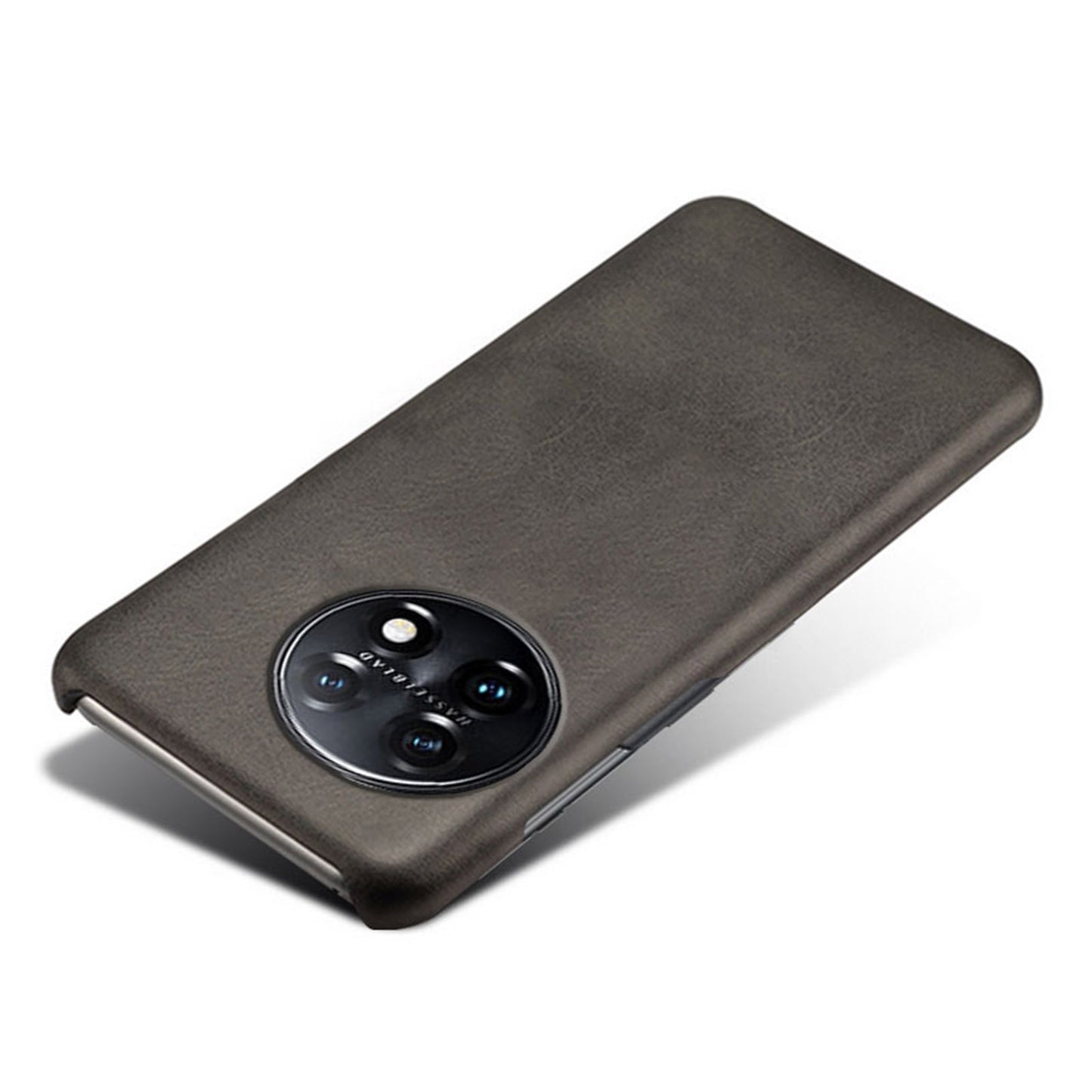 Anti-scratch Phone Cover for OnePlus 11 5G, PU Leather Coated PC Calf Textured Shockproof Mobile Phone Case - Black