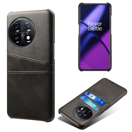 For OnePlus 11 5G Slim Phone Case with Dual Card Slots Shockproof Non-slip Cell Phone Cover - Black